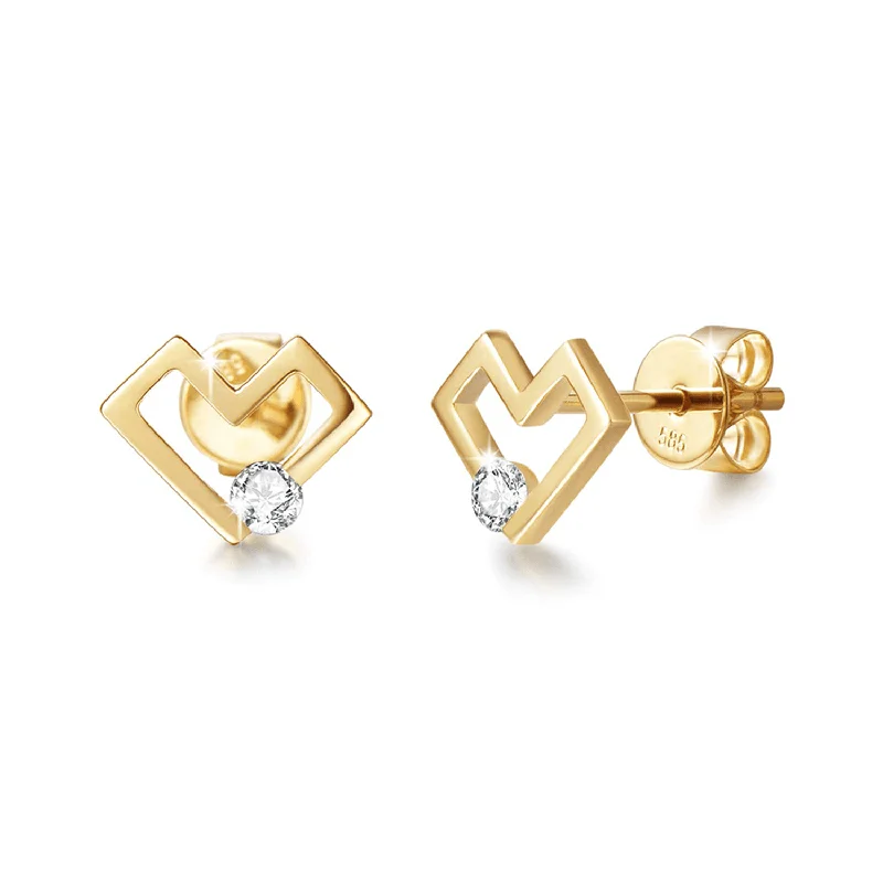 Holiday Jewelry Sale – Perfect Gifts At Great Prices FANCIME Genuine Diamonds Heart 14K Yellow Gold Stud Earrings