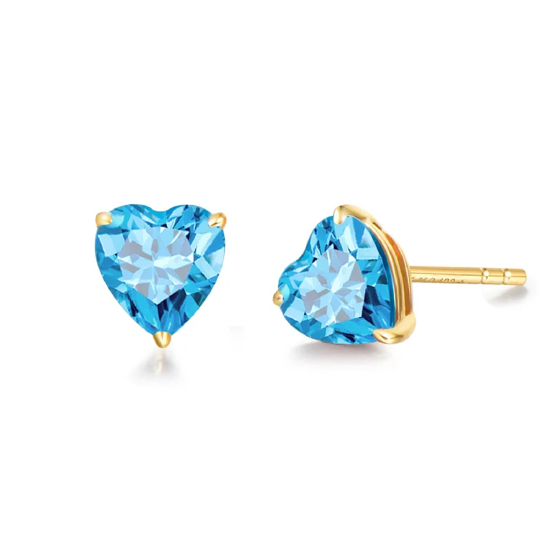 Get The Best Deals On Timeless Jewelry Pieces FANCIME Heart Shape 14k Solid Yellow Gold Gemstone Stud Earrings