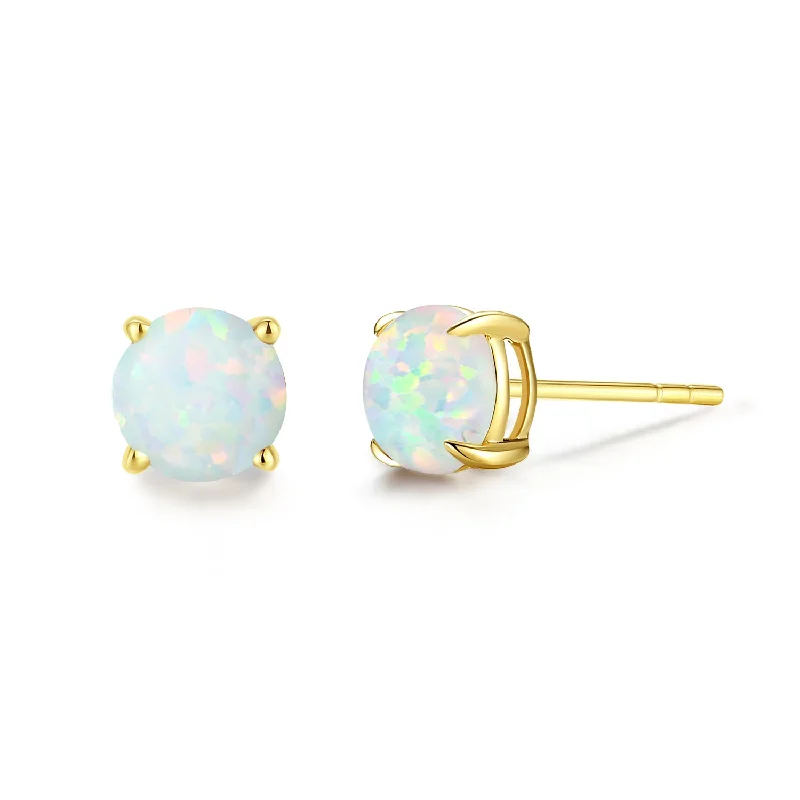 Holiday Jewelry Sale – Perfect Gifts At The Best Prices FANCIME Round Shape 14k Solid Yellow Gold Gemstone Stud Earrings