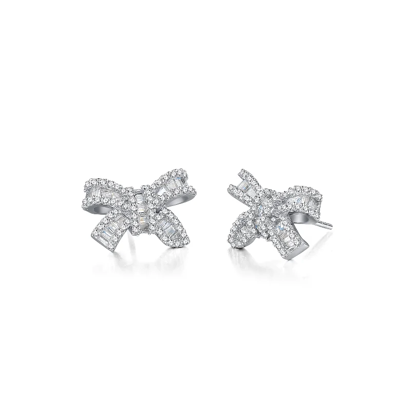 Shop Modern Jewelry Collections With Exclusive Discounts FANCIME "Honey Doll" Bow Tie Sterling Silver Stud Earrings