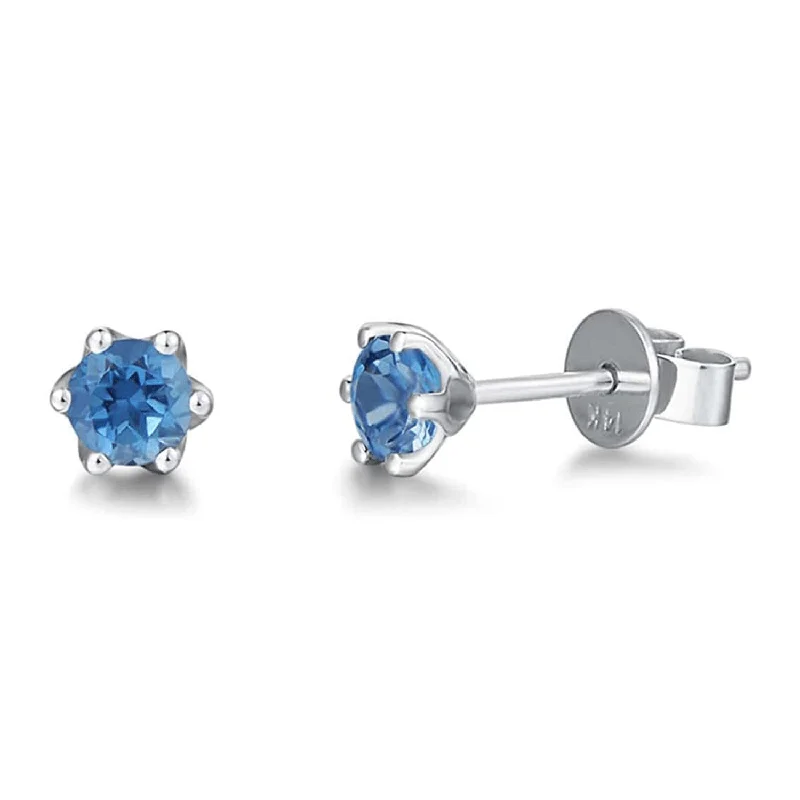 Grab Your Dream Jewelry At The Lowest Prices FANCIME "Little Daisy" Blue Topaz 14k White Gold Stud Earrings