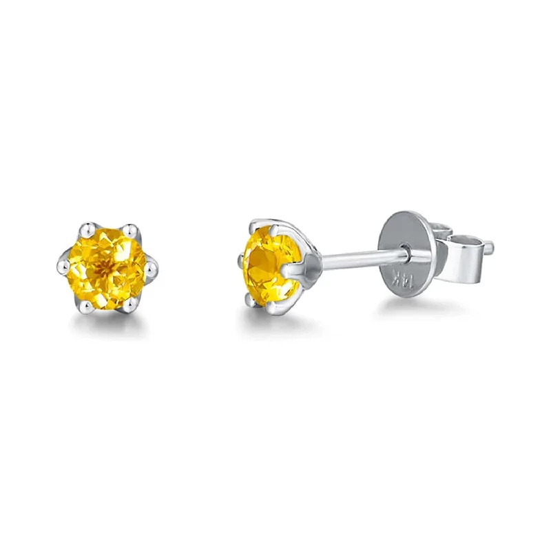 Unlock Unbeatable Jewelry Deals Before They’Re Gone "Little Daisy" Tiny Citrine 14K White Gold Stud Earrings