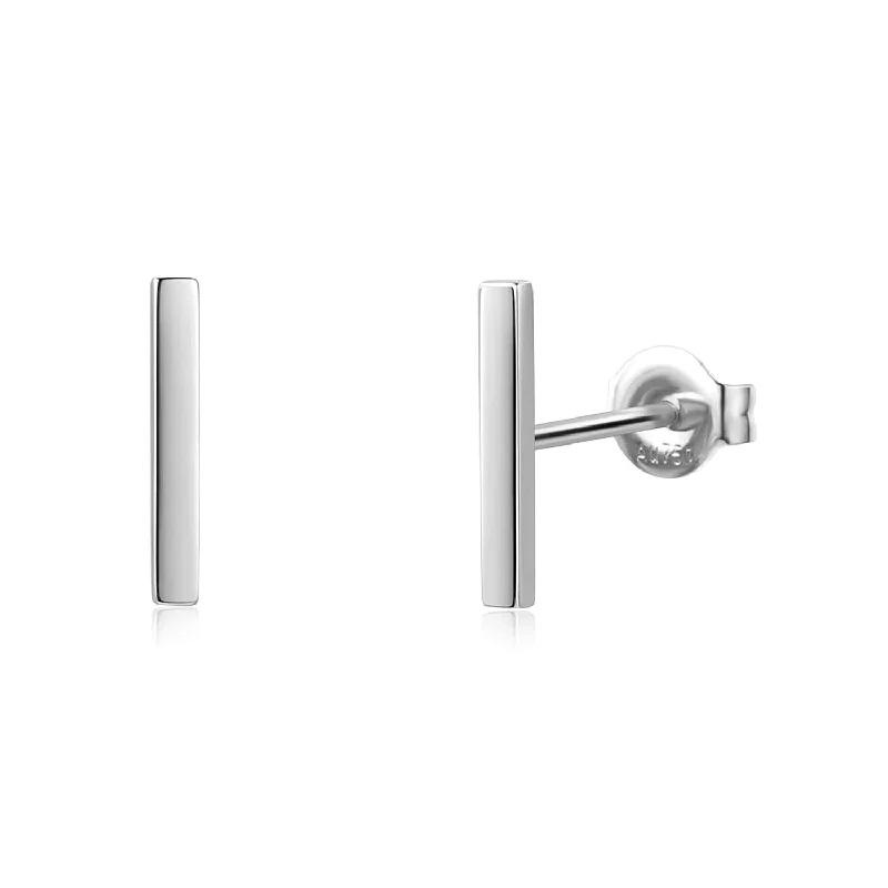 Shop Dazzling Jewelry With Special Promotional Discounts FANCIME Minimalist Bar 14K White Gold Stud Earrings