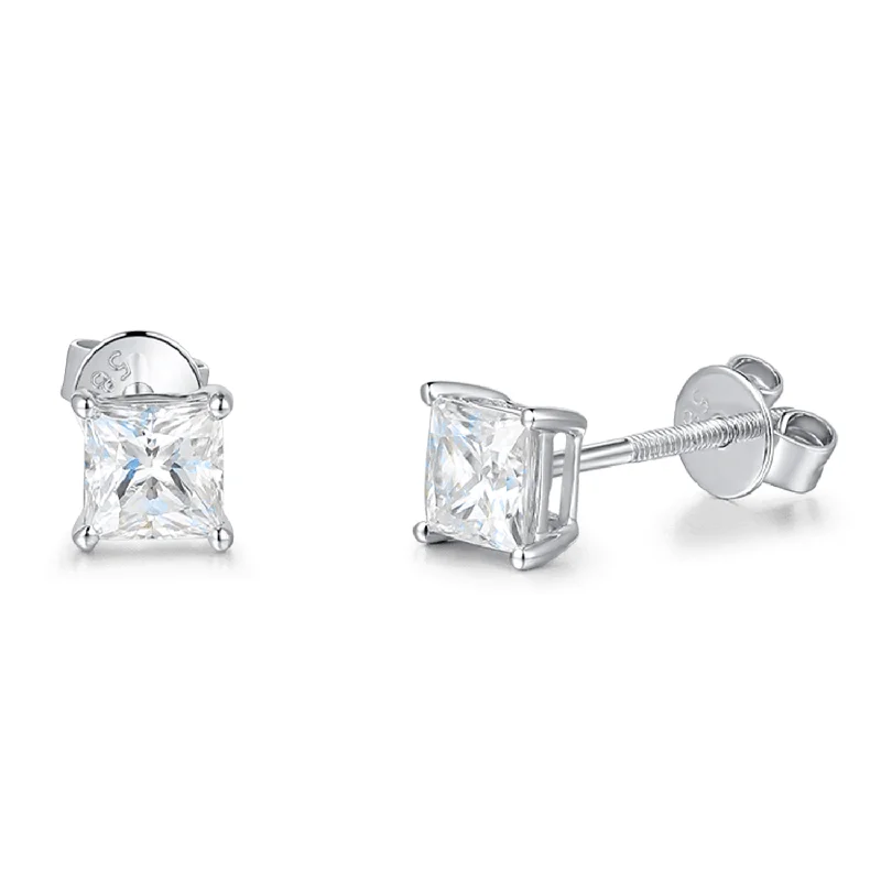 Your Dream Jewelry At Dream Prices – Shop Now FANCIME Princess Cut Moissanite 14k White Gold Stud Earrings