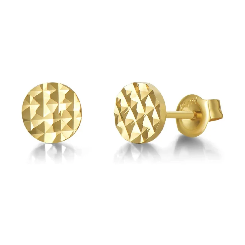 Limited-Time Offer On Premium Jewelry Collections FANCIME Round Diamond-Cut 14K Yellow Gold Stud Earrings