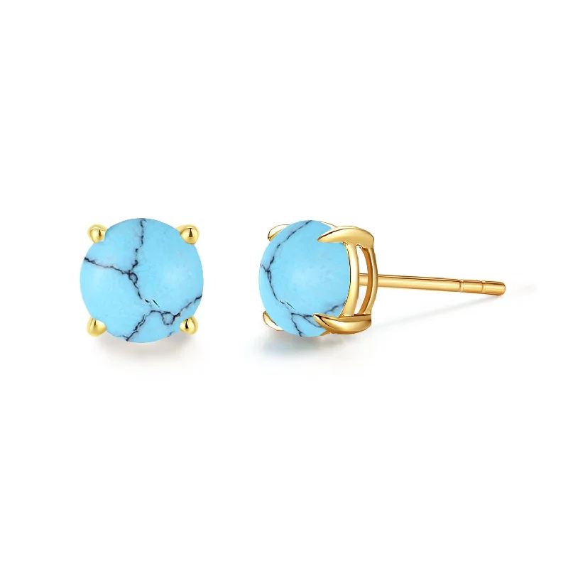 Limited-Stock Jewelry Clearance – Grab Your Favorites Now FANCIME Round Shape 14k Solid Yellow Gold Gemstone Stud Earrings