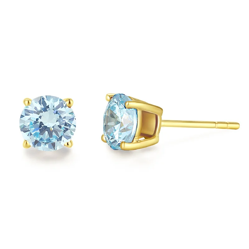 Exclusive Jewelry Bundles At Discounted Rates FANCIME Round Shape 14k Solid Yellow Gold Gemstone Stud Earrings