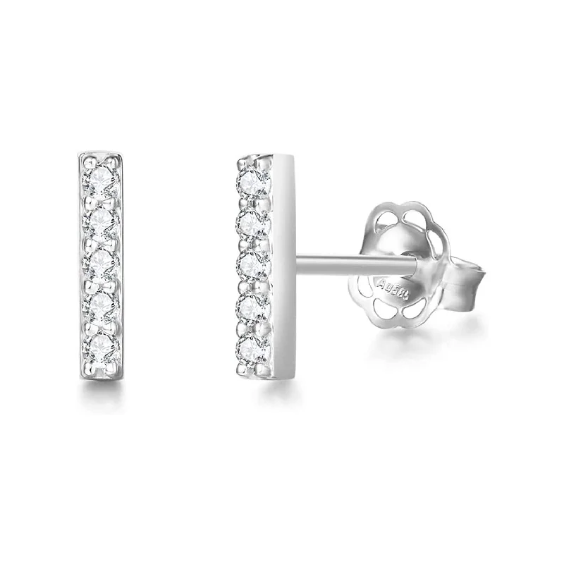 Exclusive Jewelry Discounts – Shop Now For Savings FANCIME "Silver Lining" Minimalist Bar 14K White Gold Stud Earrings