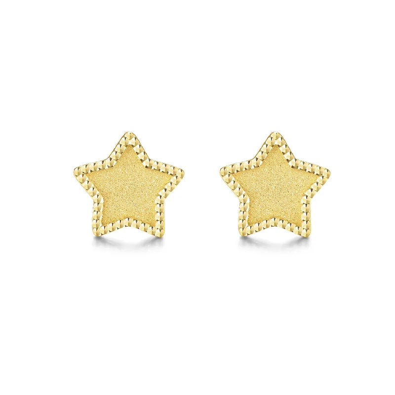 Discounted Luxury Jewelry – Shine Without The Splurge FANCIME Star 14K Yellow Gold Stud Earrings