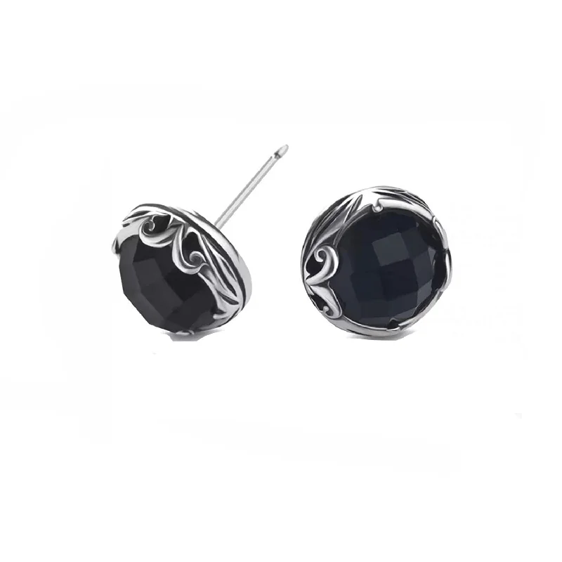 Big Savings On Your Favorite Jewelry Pieces FANCIME Vintage Black Agate Sterling Silver Stud Earrings