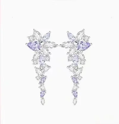 High-Quality Gemstone Jewelry For Special Occasions FANCIME "Wisteria Bouquet" Sterling Silver Petal Cluster Drop Stud Earrings