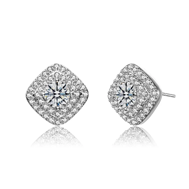 Elegant Jewelry At Unbeatable Offers – Shop Before It's Gone Genevive Classic Platinum Plated Halo Stud Earrings