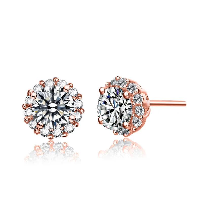 Shop Trending Jewelry With Exclusive Savings Genevive Stylish 18K Rose Gold Plated Pave Stud Earrings