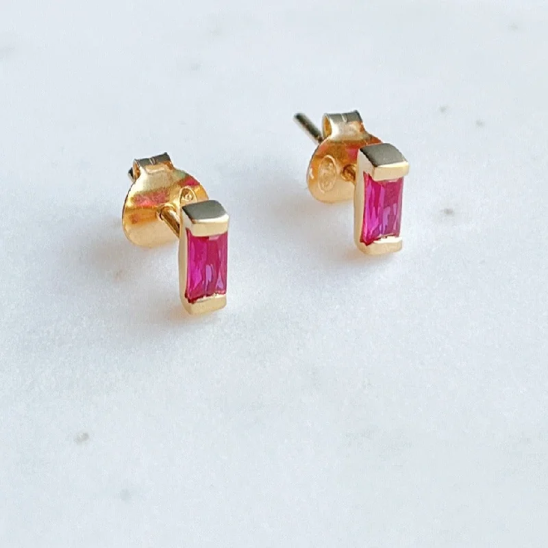 The Biggest Jewelry Sale Of The Year Is Here Gold Baguette Stone Stud Earrings: Ruby