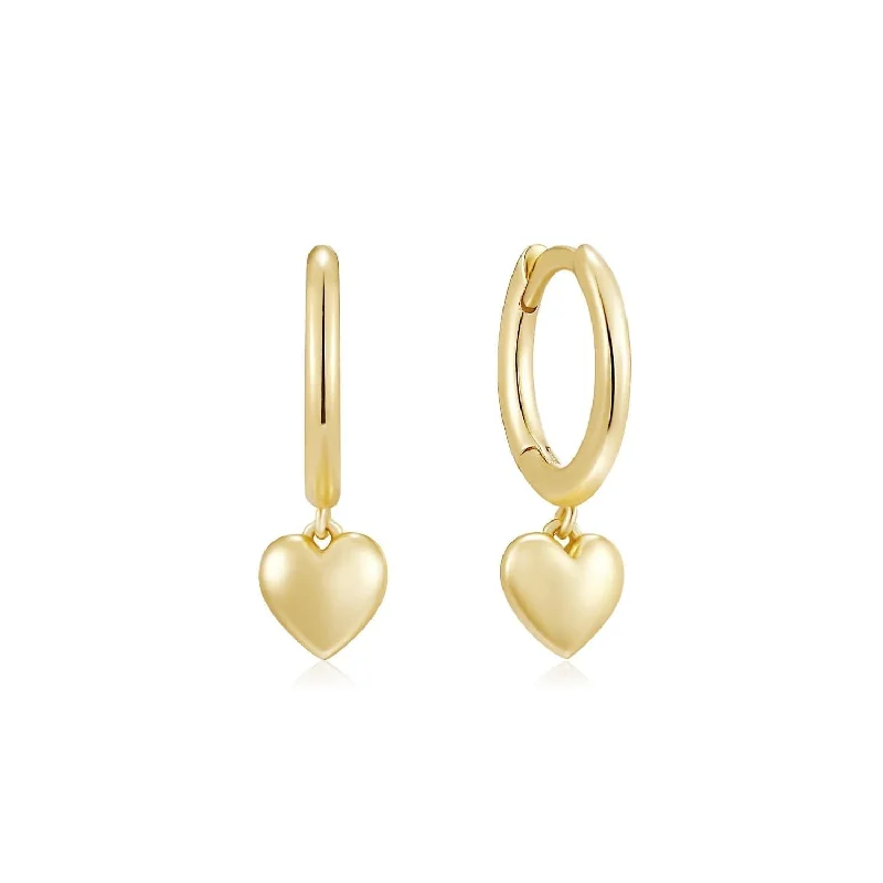 Modern Jewelry At Exclusive Discounts – Shop Today Huggie Hoop With Micro Heart Charm Drop