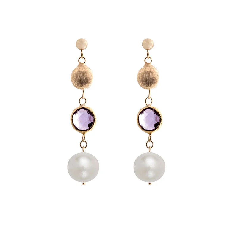 Flash Sale On Exquisite Jewelry – Don't Miss Out Italian gold freshwater pearl, amethyst and gold bead drop earrings Flash Sale On Exquisite Jewelry – Don't Miss Out Italian gold freshwater pearl, amethyst and gold bead drop earrings