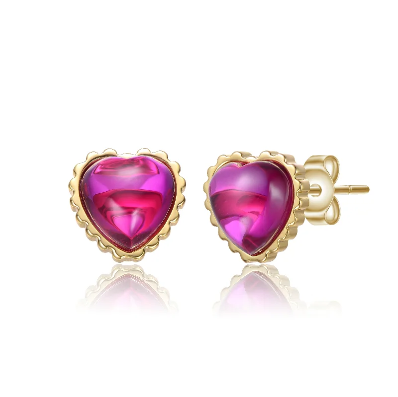 Limited-Stock Jewelry Sale – Shop Before It's Gone Kids Sterling Silver 14k Gold Plated with Pink Cubic Zirconia Heart Stud Earrings