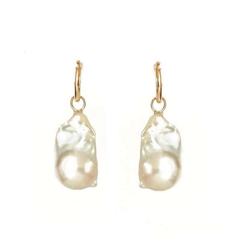 Fine Jewelry, Limited-Time Offers Available Large Baroque Pearl & Gold Hoop Earrings Fine Jewelry, Limited-Time Offers Available Large Baroque Pearl & Gold Hoop Earrings