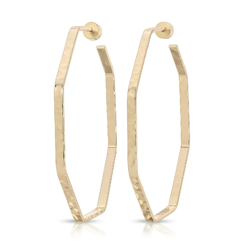 Breathtaking Jewelry, Breathtaking Prices Large Hammered Octagon Shaped Hoops