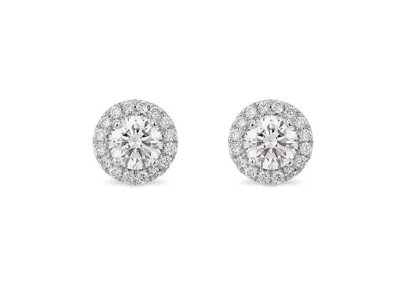 Handmade Pearl Jewelry For Timeless Elegance LIGHTBOX Lab-Grown White Diamond 1ct twt Halo Studs set in 14k gold Handmade Pearl Jewelry For Timeless Elegance LIGHTBOX Lab-Grown White Diamond 1ct twt Halo Studs set in 14k gold