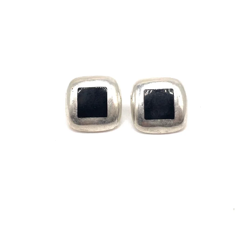 Trendy Minimalist Jewelry For Everyday Wear Modern Square Onyx Earrings