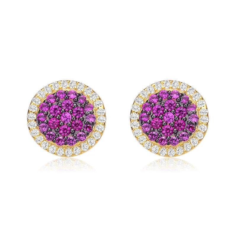 Seasonal Jewelry Clearance – Best Styles At The Lowest Prices Radiant Ruby Cluster Stud Earrings with Gold Plating