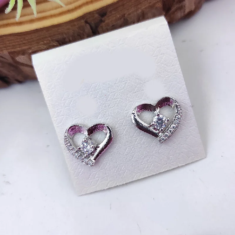 Handcrafted Beauty At Affordable Prices Raj Creations Silver Plated Austrian Stone Heart Shape Stud Earrings