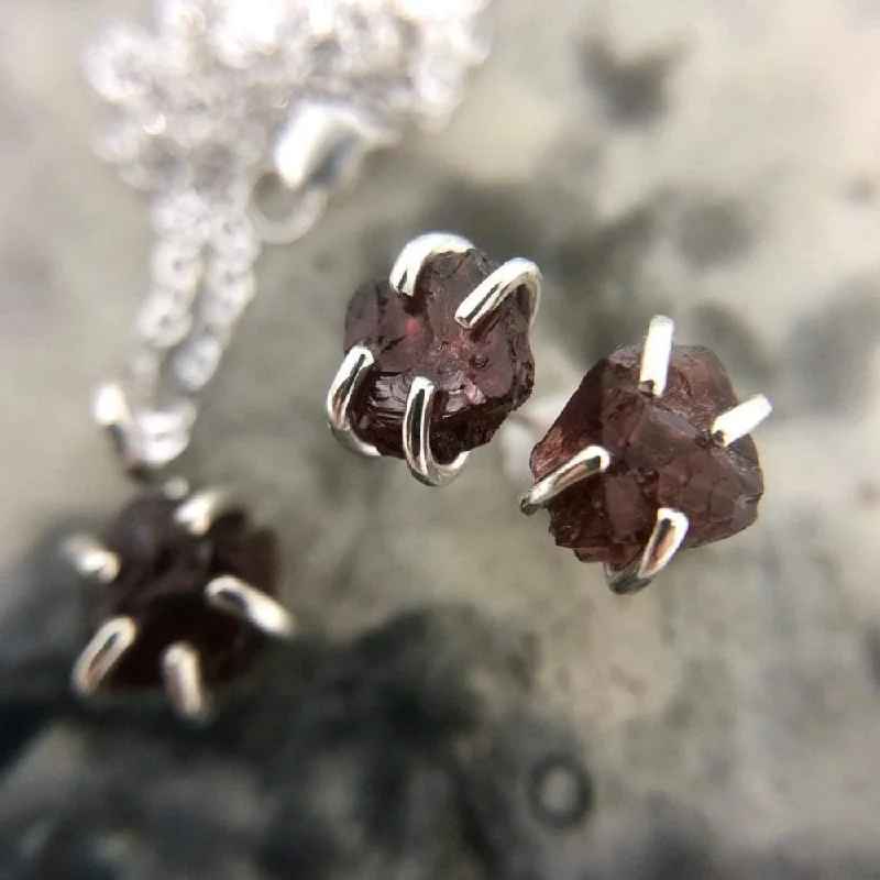 Make Your Outfit Shine With Discounted Jewelry Raw Garnet Stud Earrings