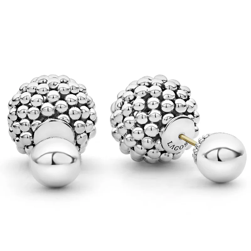 Exclusive Jewelry Offers – Shine For Less Signature Caviar Silver Beaded Front-Back Earrings Exclusive Jewelry Offers – Shine For Less Signature Caviar Silver Beaded Front-Back Earrings