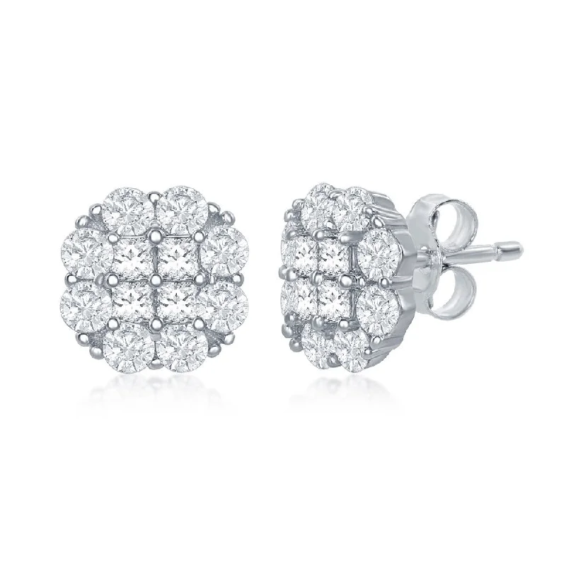 Limited-Time Jewelry Sale – Don't Miss These Deals Silver CZ Flower Design Stud Earrings