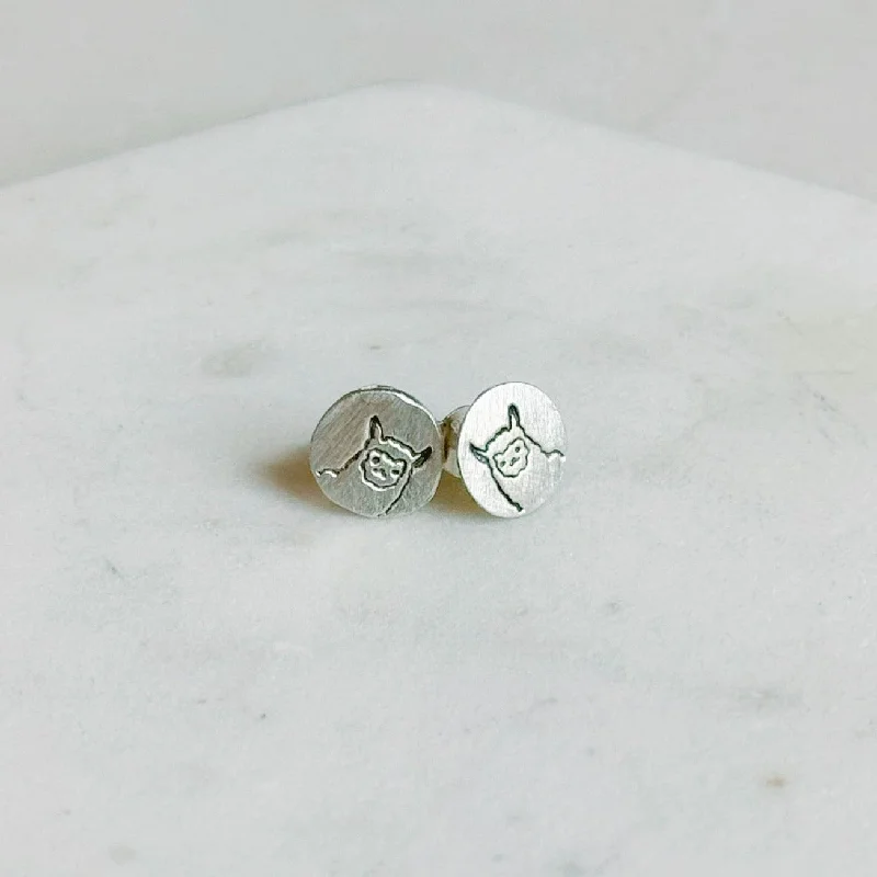 High-Quality Gemstone Jewelry For Special Occasions Stamped Llama Stud Earrings by Susie Ghahremani Boygirlparty®