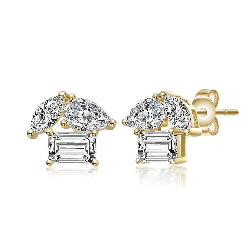 Once-A-Year Jewelry Deals – Shop Before They’Re Gone Anne Marquise & Emerald Cut Triple Stone Stud Earrings