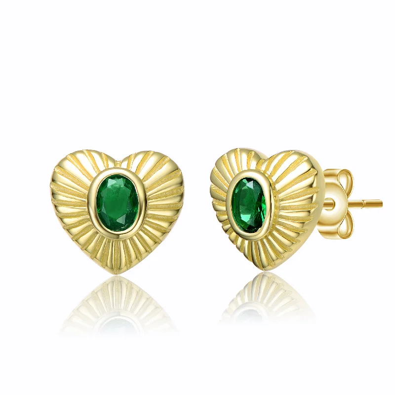 Limited-Stock Jewelry Clearance – Grab Your Favorites Now Coeur Sunray Green Heart Stud Earrings