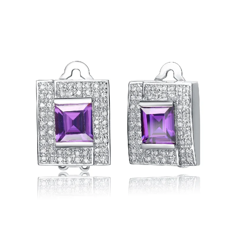 Glamorous Jewelry, Glamorous Deals – Shop Now La Scène Purple Square Stud Earrings