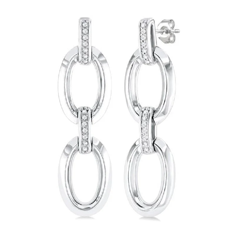 Discounted Luxury Jewelry – Shine Without The Splurge Sterling Silver Open Link Diamond Dangle Earrings Discounted Luxury Jewelry – Shine Without The Splurge Sterling Silver Open Link Diamond Dangle Earrings