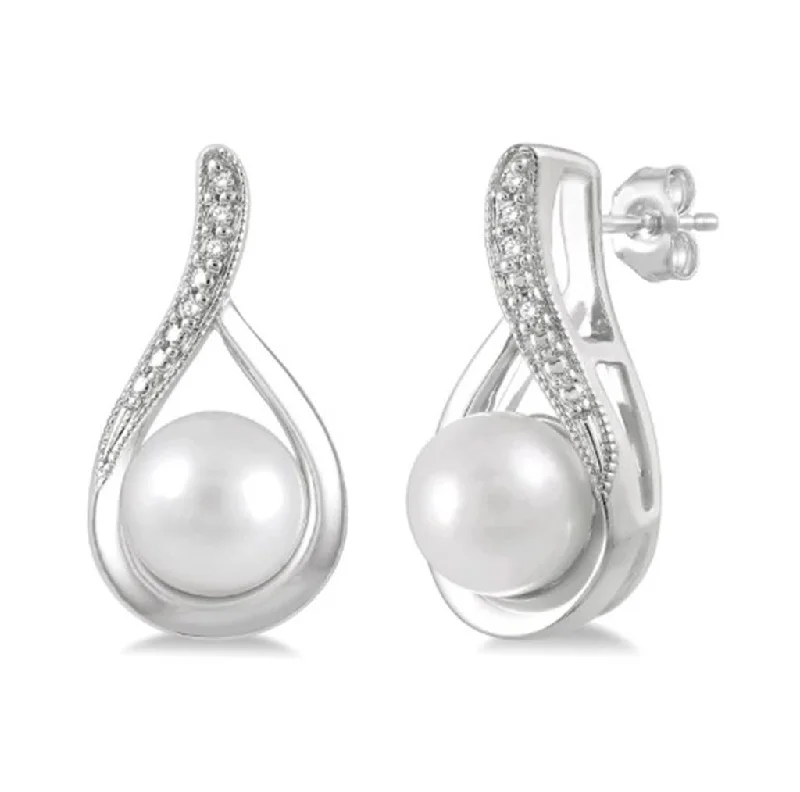 Luxury Jewelry Without The Luxury Price Tag Sterling Silver Pearl Drop Earrings With Diamonds Luxury Jewelry Without The Luxury Price Tag Sterling Silver Pearl Drop Earrings With Diamonds
