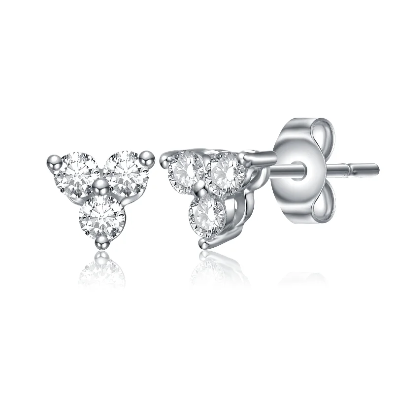 Trendy And Classic Jewelry Now At Reduced Prices Sterling Silver White Gold Plated with 0.55ct Lab Created Moissanite Triple Cluster Stud Earrings