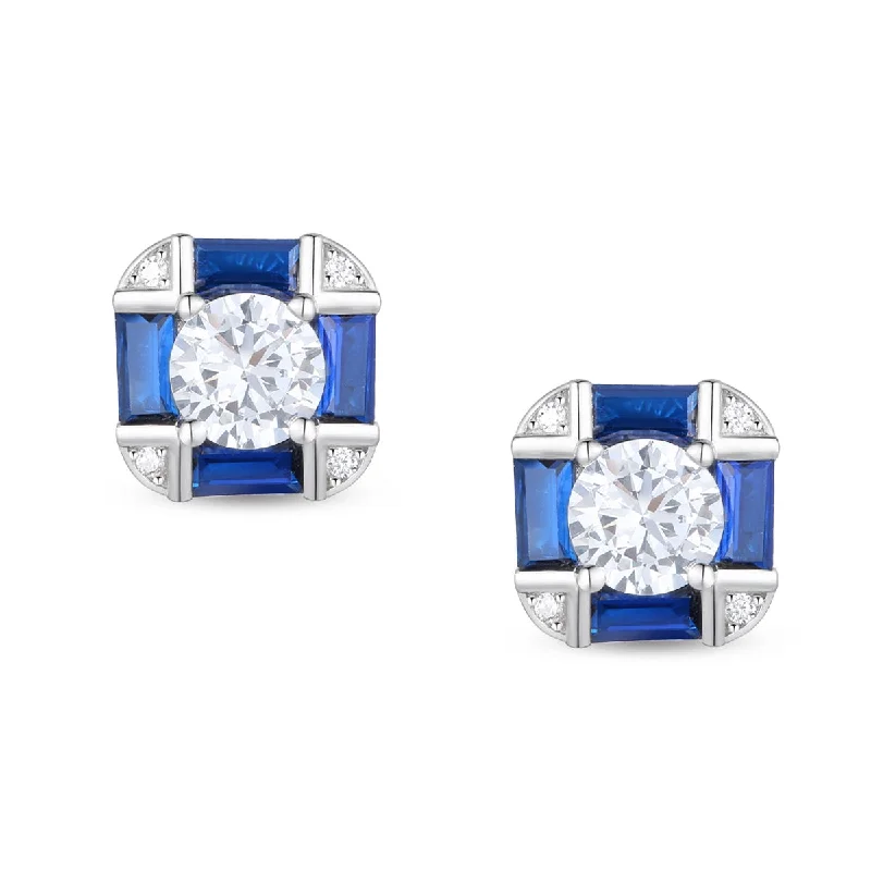 Premium Jewelry At Special Low Prices For A Limited Time Déco Geometric Blue Stud Earrings