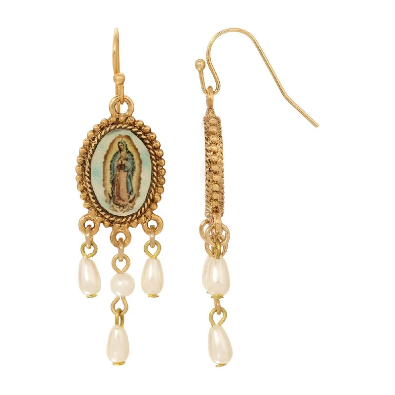 Elevate Your Jewelry Collection With Limited-Time Savings Symbols Of Faith Our Lady Of Guadalupe Faux Pearl Teardrop Dangle Earrings Elevate Your Jewelry Collection With Limited-Time Savings Symbols Of Faith Our Lady Of Guadalupe Faux Pearl Teardrop Dangle Earrings