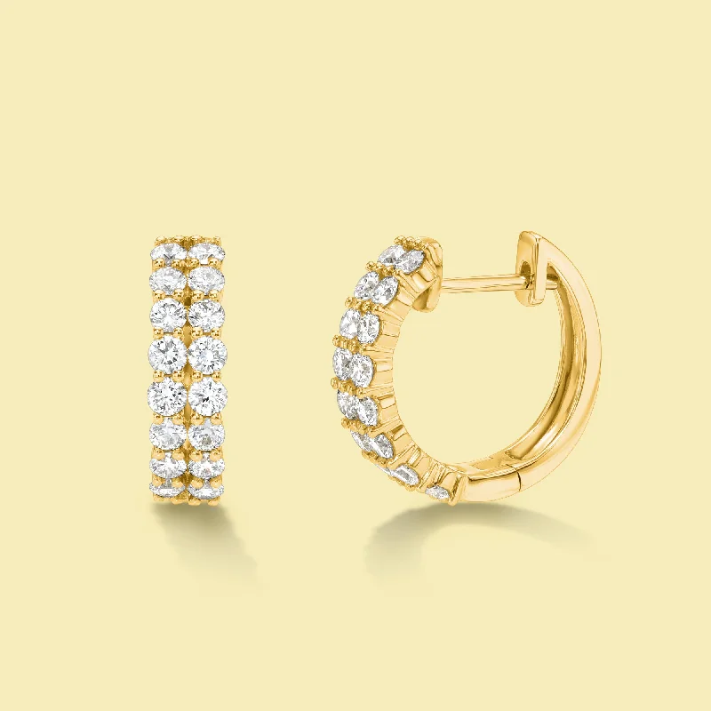 Personalized Jewelry At Special Discount Rates The Audrey, Double Row Huggie Diamond Earrings Personalized Jewelry At Special Discount Rates The Audrey, Double Row Huggie Diamond Earrings