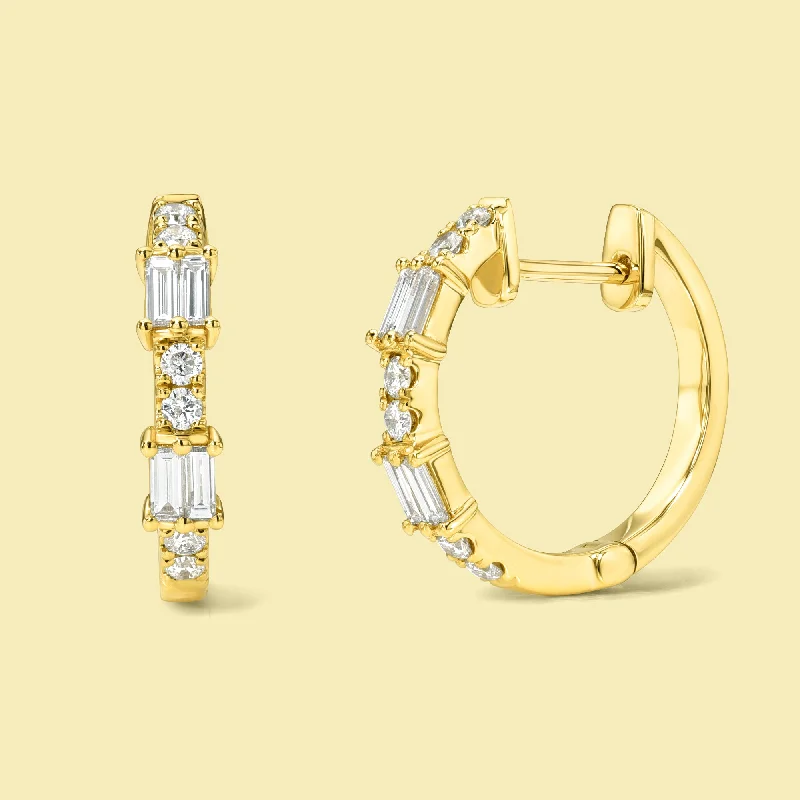 Buy More, Save More On Stunning Jewelry Pieces The Iris, Alternating Huggie Diamond Earrings Buy More, Save More On Stunning Jewelry Pieces The Iris, Alternating Huggie Diamond Earrings