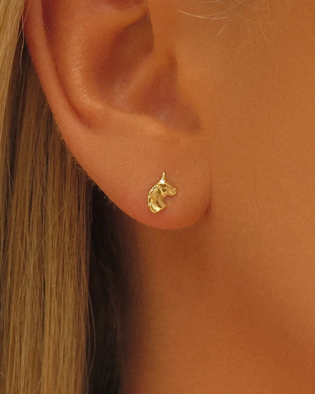 Exclusive Gemstone Jewelry At Special Prices Unicorn Stud Earrings - 14k Yellow Gold Fill