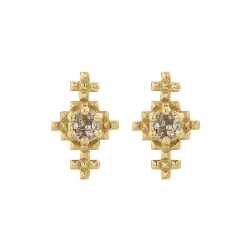 Personalized Jewelry Sale – Unique Pieces At Great Prices Zoe & Morgan Indie Stud Earrings - Gold Plated & Peach Zircon