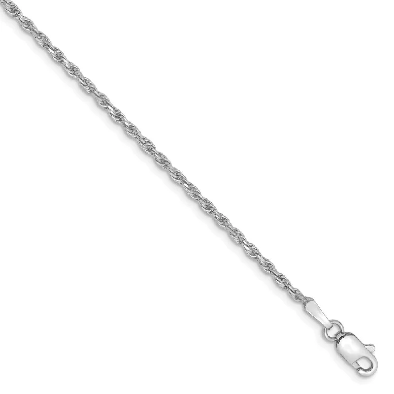Elevate Your Jewelry Collection With Limited-Time Savings 1.6mm, 10k White Gold Diamond Cut Solid Rope Chain Bracelet