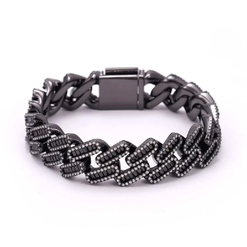 Fashion-Forward Jewelry At Incredible Prices 10MM Emerald Cut Black Moissanite Cuban Link Bracelet