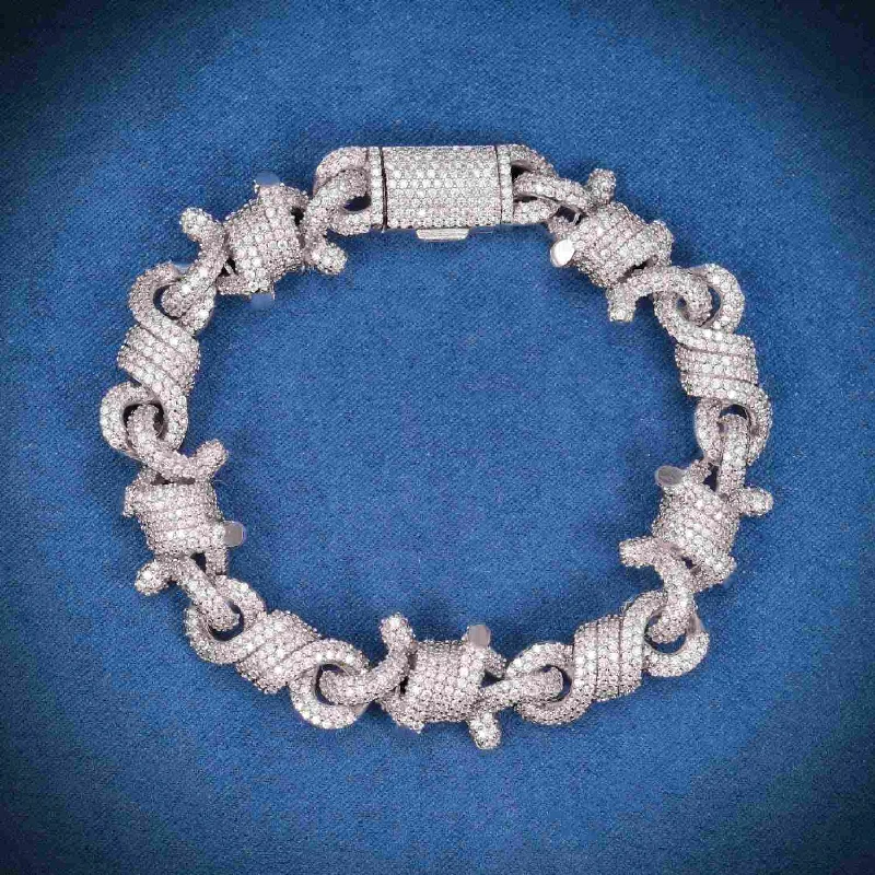 Luxury Jewelry At Unbeatable Discounts 10MM Moissanite Spiked Infinity Link Bracelet 14K Gold