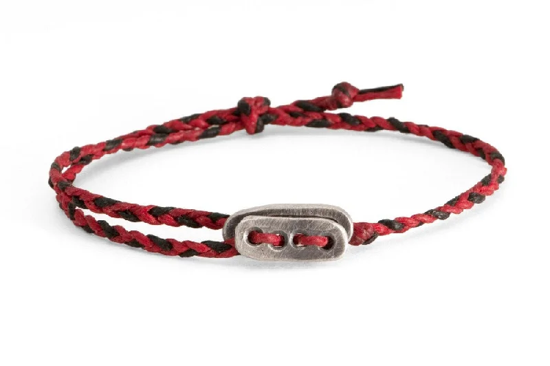 Luxury Meets Affordability – Jewelry Sale Now Live #122 - Men’s bracelet Canvas Sterling Silver toggle red black