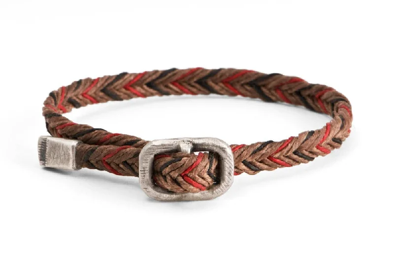 High-Quality Jewelry At A Fraction Of The Cost #142 - Men’s bracelet Canvas Sterling Silver brown red black