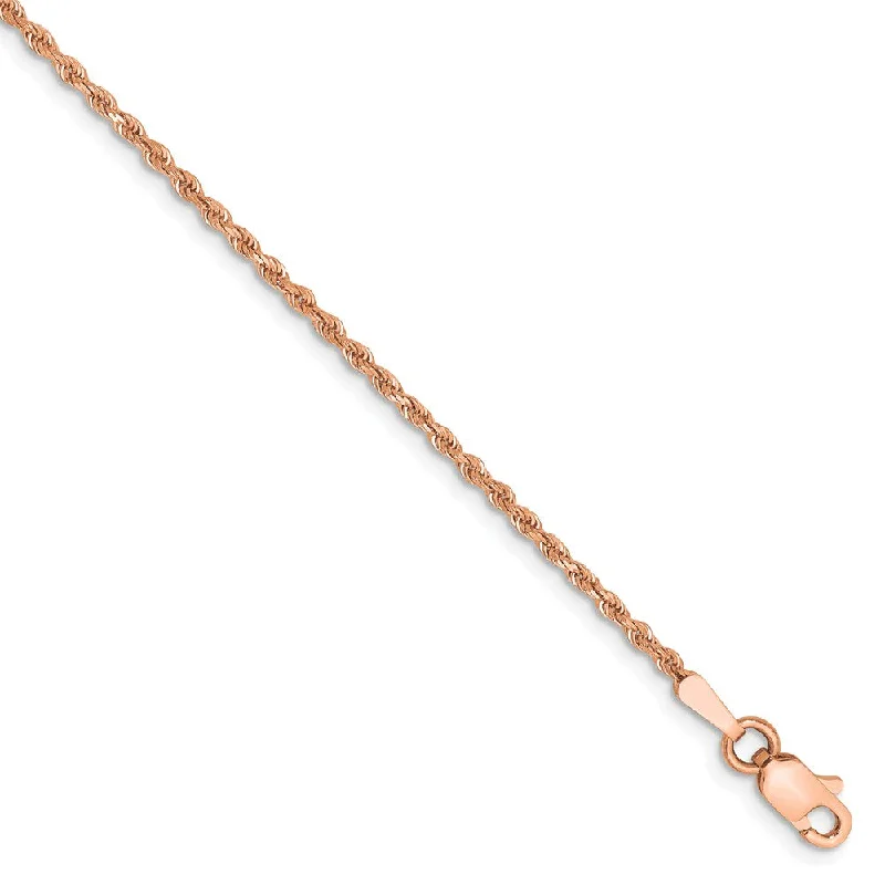 Elegant Necklaces And Bracelets At Limited-Time Offers 14k Rose Gold 1.5mm Handmade D/C Solid Rope Chain Bracelet