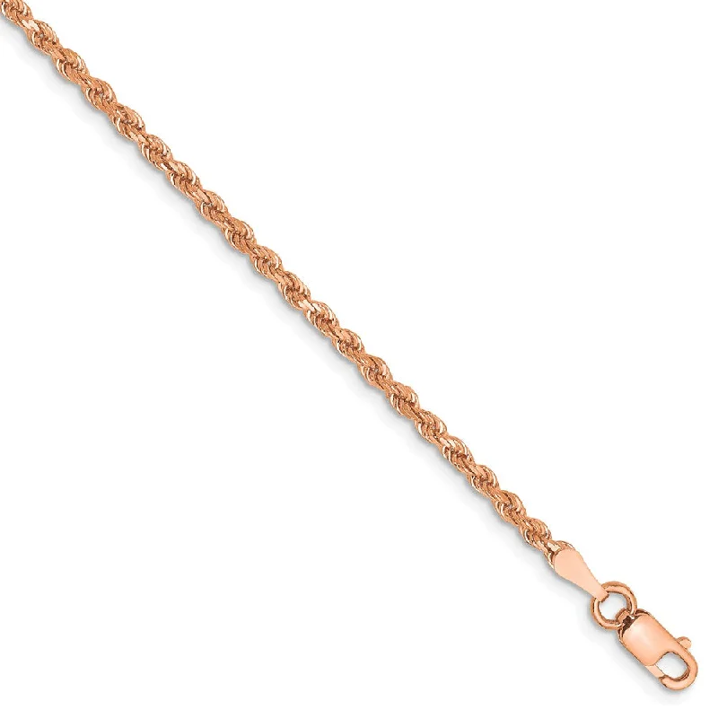 Premium Jewelry, Premium Discounts – Act Fast 14k Rose Gold 2mm Handmade D/C Rope Chain Bracelet